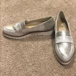 Time & Tru Silver Snake Skin Slip-ons